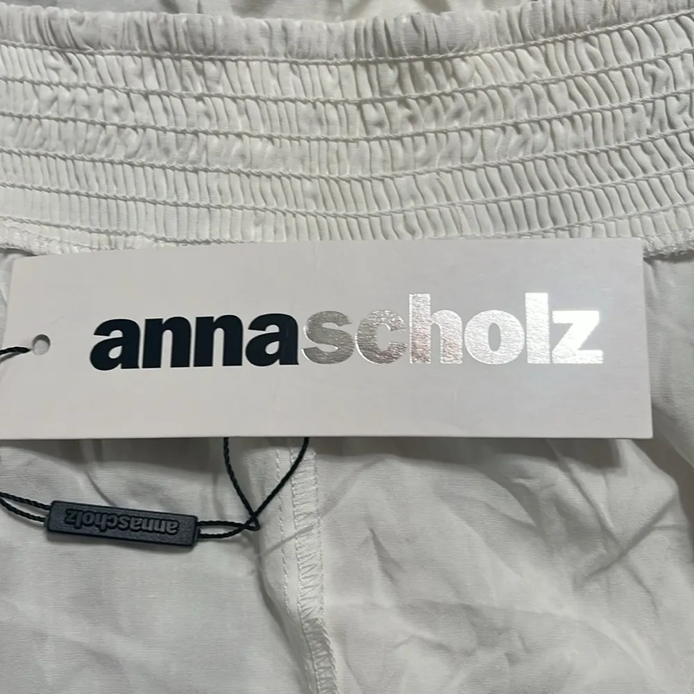 Anna Scholz Blouses Sz 18 Off Shoulder Shirred Embroidered Feminine Casual Black - Image 7