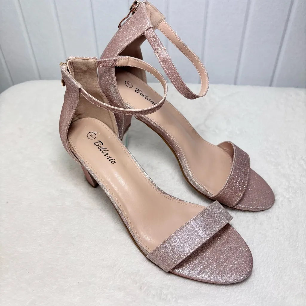 Ralph Lauren Bellanie Pink‎ low block Glitter Rose Gold  Strap Size 9 - Image 10