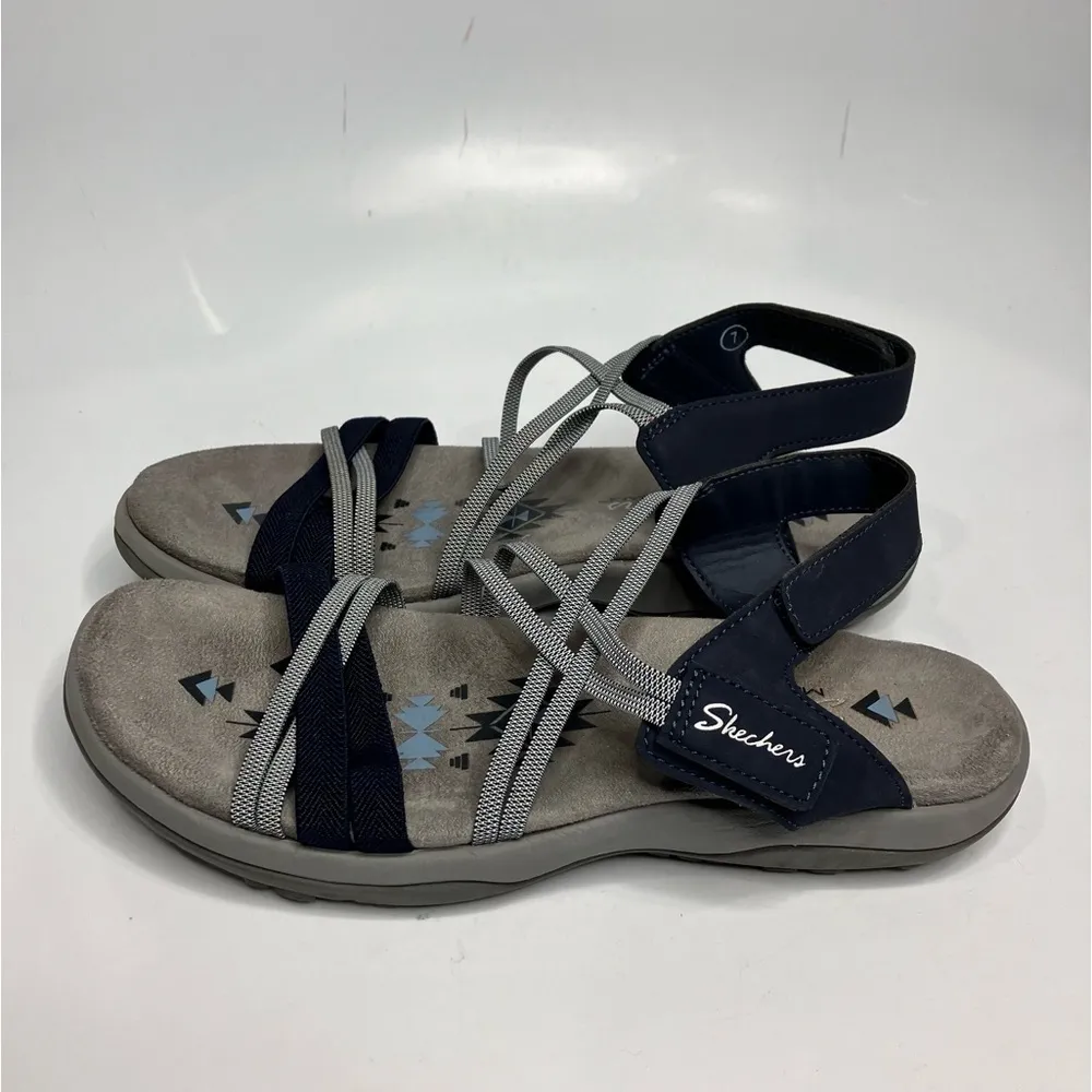 Skechers‎ Reggae slim sandals navy blue gray size 7 - Image 3