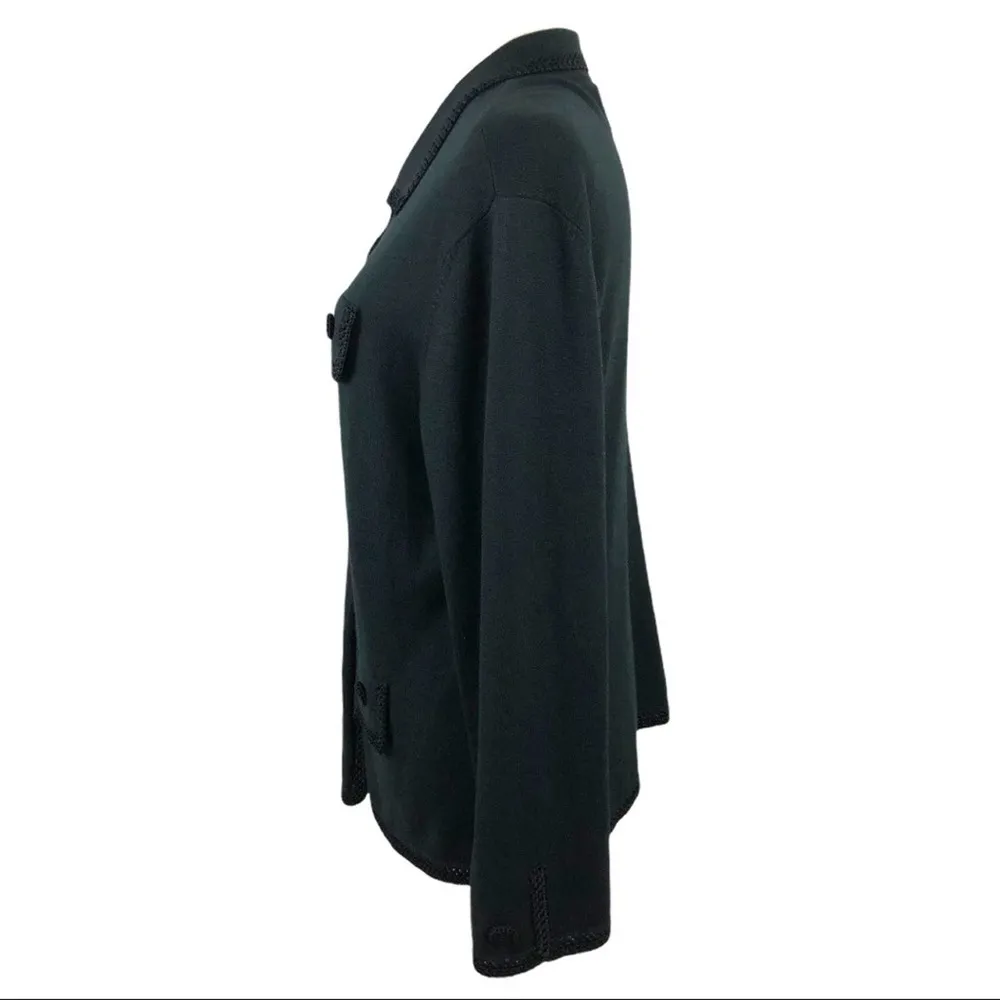 Etcetera Black Knit Silk/Cashmere blend Granny Cardigan with Crochet Trim XL - Image 7