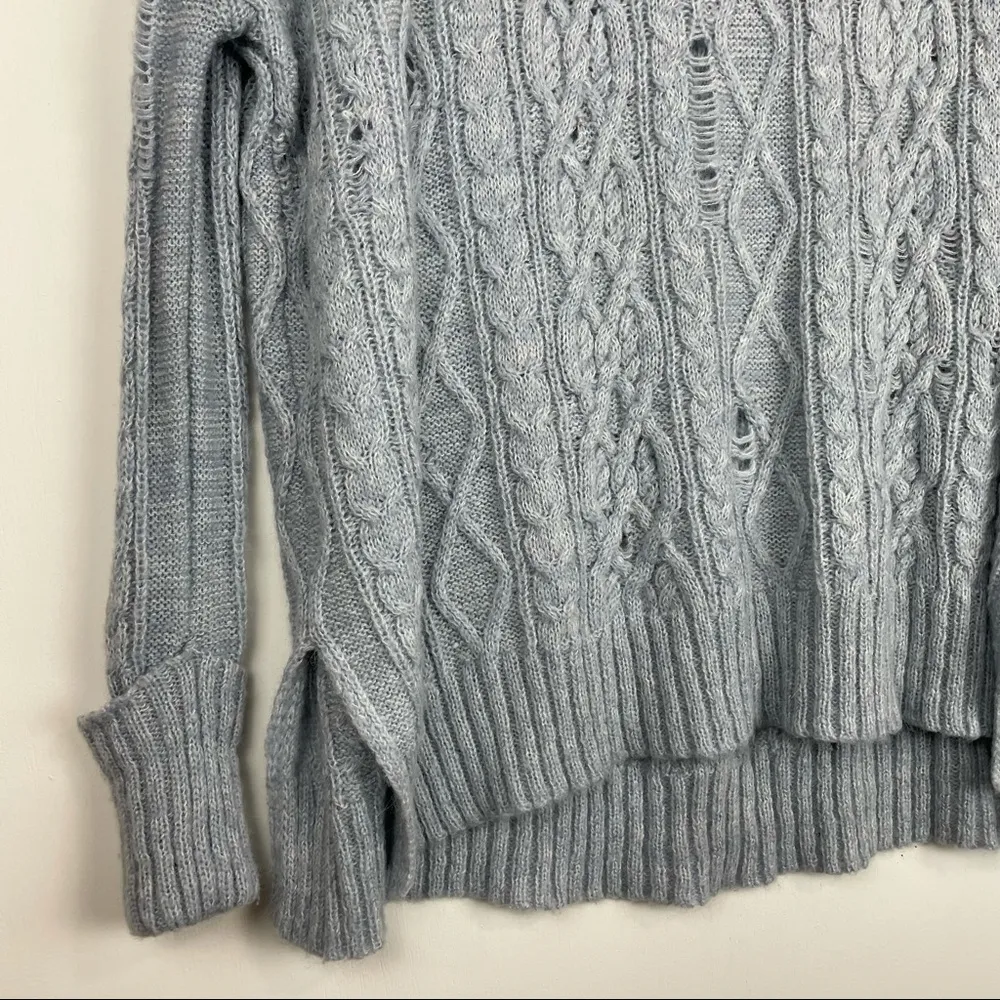 Free People Oversized Cable Knit Distressed Tunic Sweater - Image 9