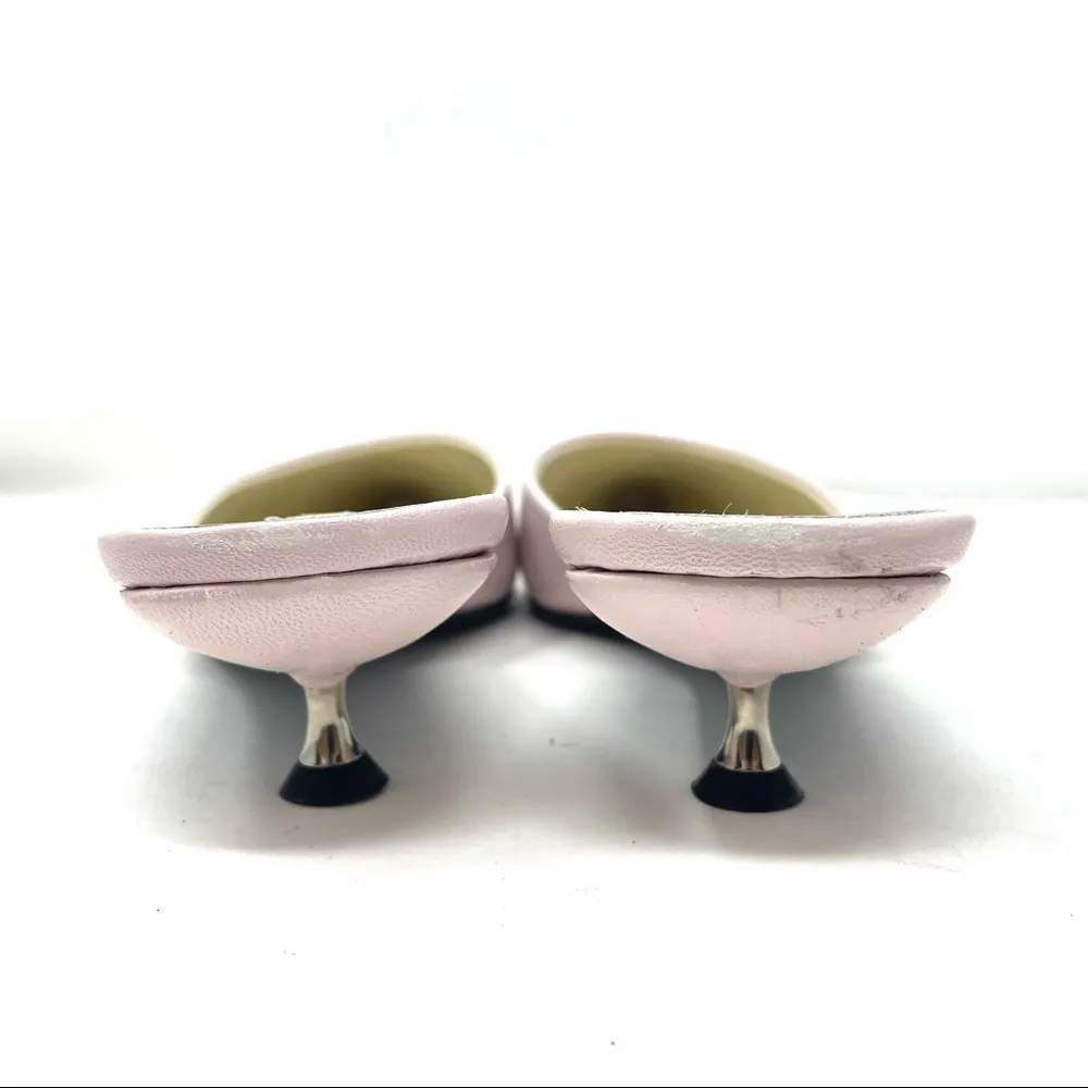 BARNEYS NEW YORK pink kitten heel slides, size 39, made in Italy - Image 8