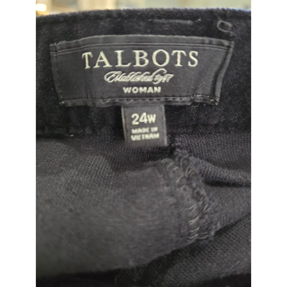 Talbots Pants Traditional Fit Woman Heritage Boot Size 24W Plus Black Velveteen - Image 2