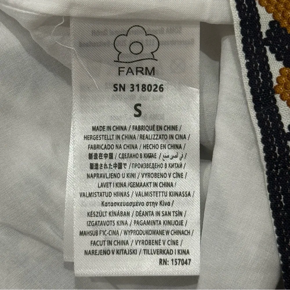 Farm Rio Flower Fan Tapestry Wrap Midi Skirt Linen Embroidered Small Boho Beachy - Image 11