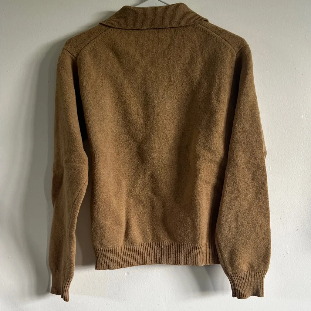 J. Crew V-Neck Tan Wool Blend Sweater - Image 5
