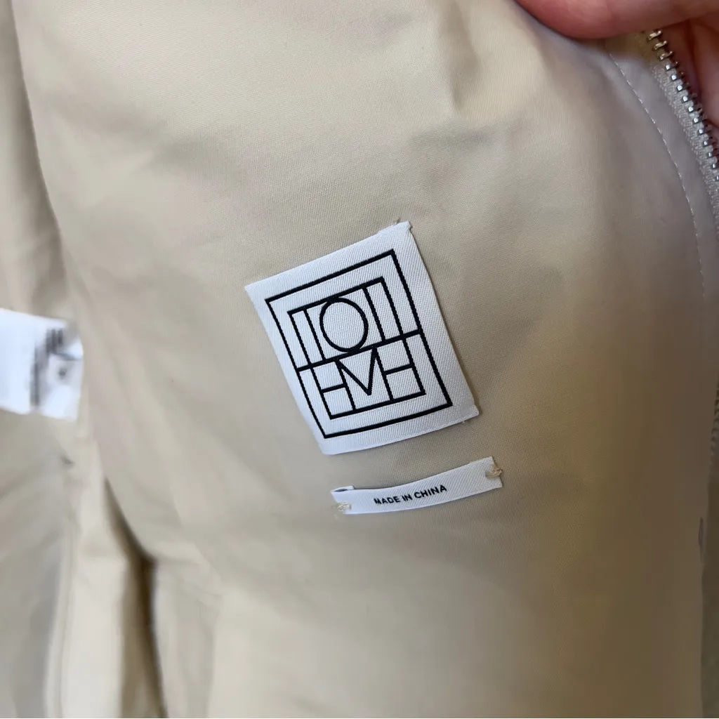 NWOT TOTEME Corduroy Trimmed Coated Canvas Summer Country Wax Cotton Jacket Tan Size 4 - Image 12