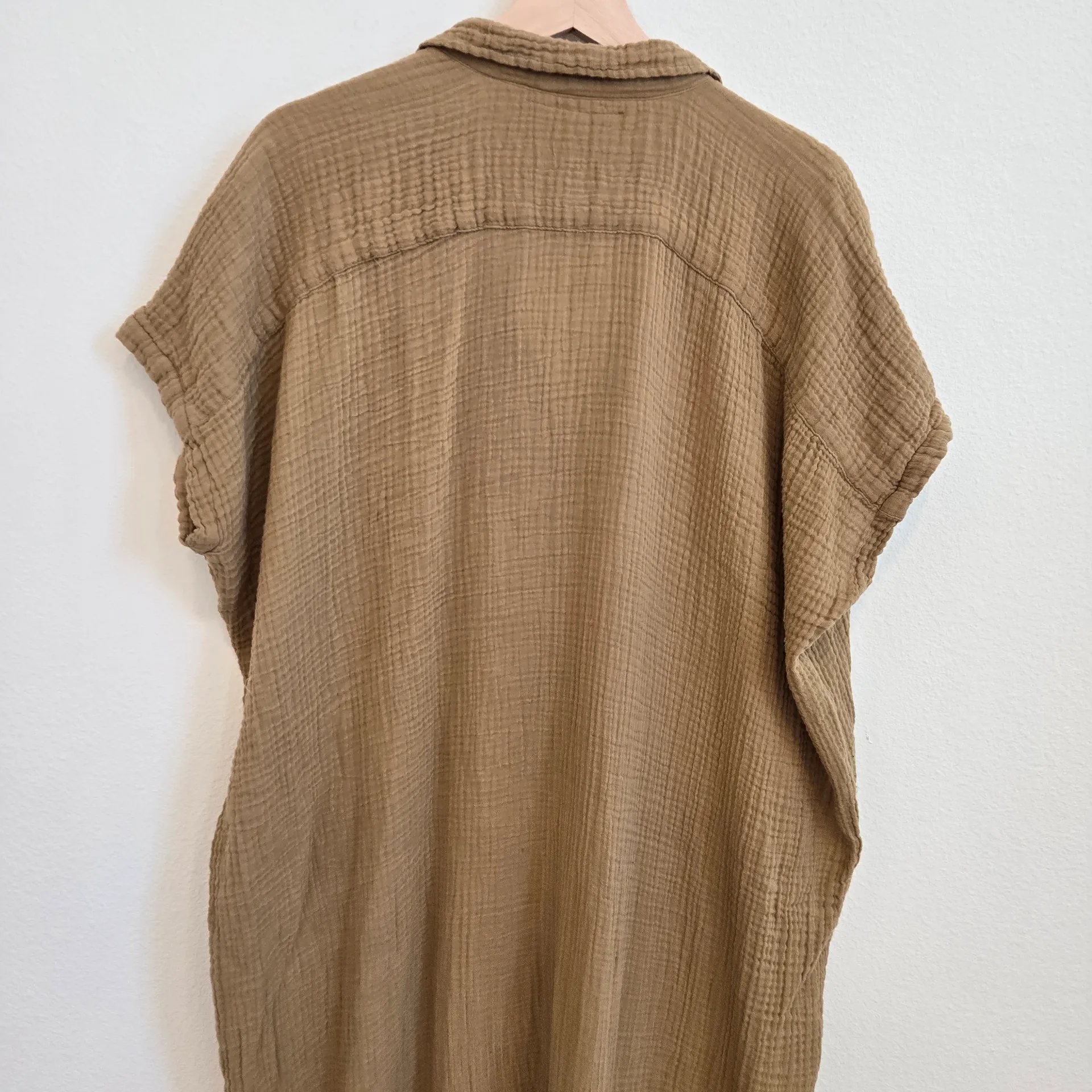 Acacia Swimwear Olive Green Oahu Oversized Dress Coverup Women's Large Yellow - Image 10