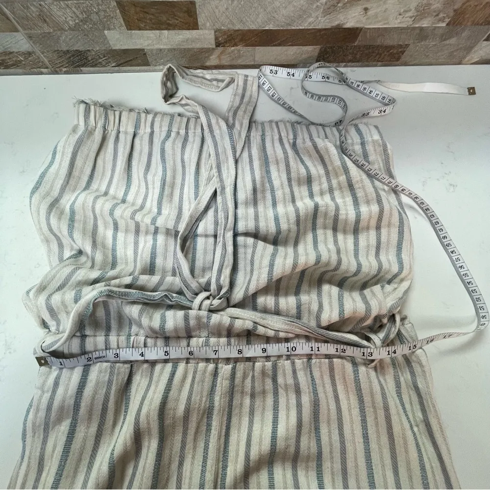 Cloth & STONE ANTHROPOLOGIE striped linen strapless cropped wide-leg jumpsuit M - Image 10