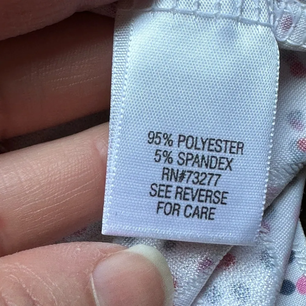 Crate&Barrel White Red Pinks Gray Mini PokaDots Metal Buttons Front Pleat SZ MP - Image 9