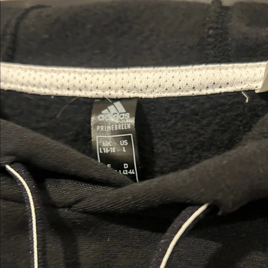 Adidas Black cropped hoodie  with White‎ Accents large - Image 4