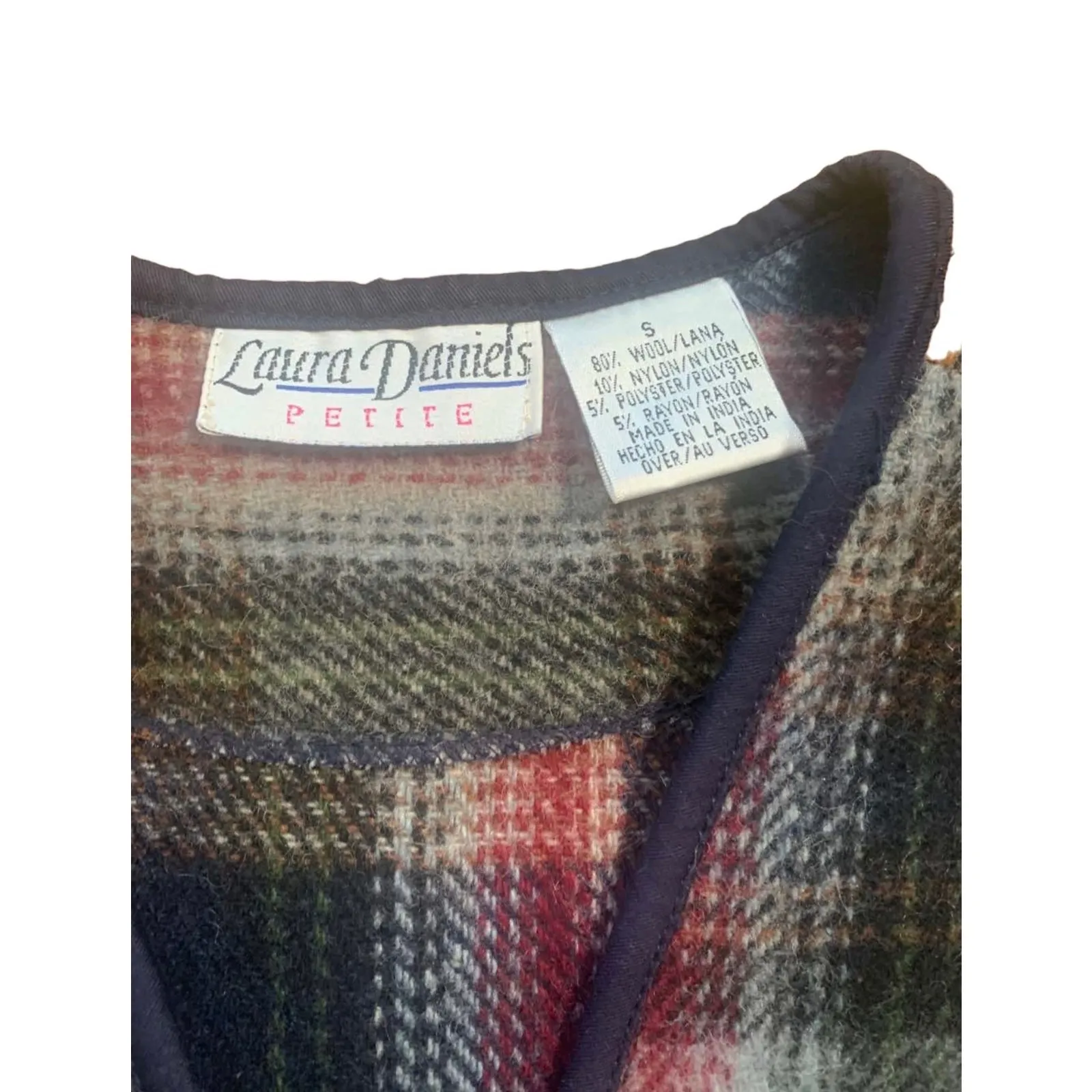 Vintage Plaid Wool Vest Petite Snap Front Utility Pockets Cabin Core Rugged Blue Size undefined - Image 8