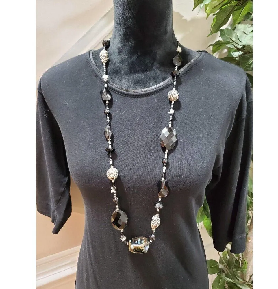 Zara Collection Women Black Polyester Round Neck 3/4 Sleeve Knee Length Dress M - Image 2