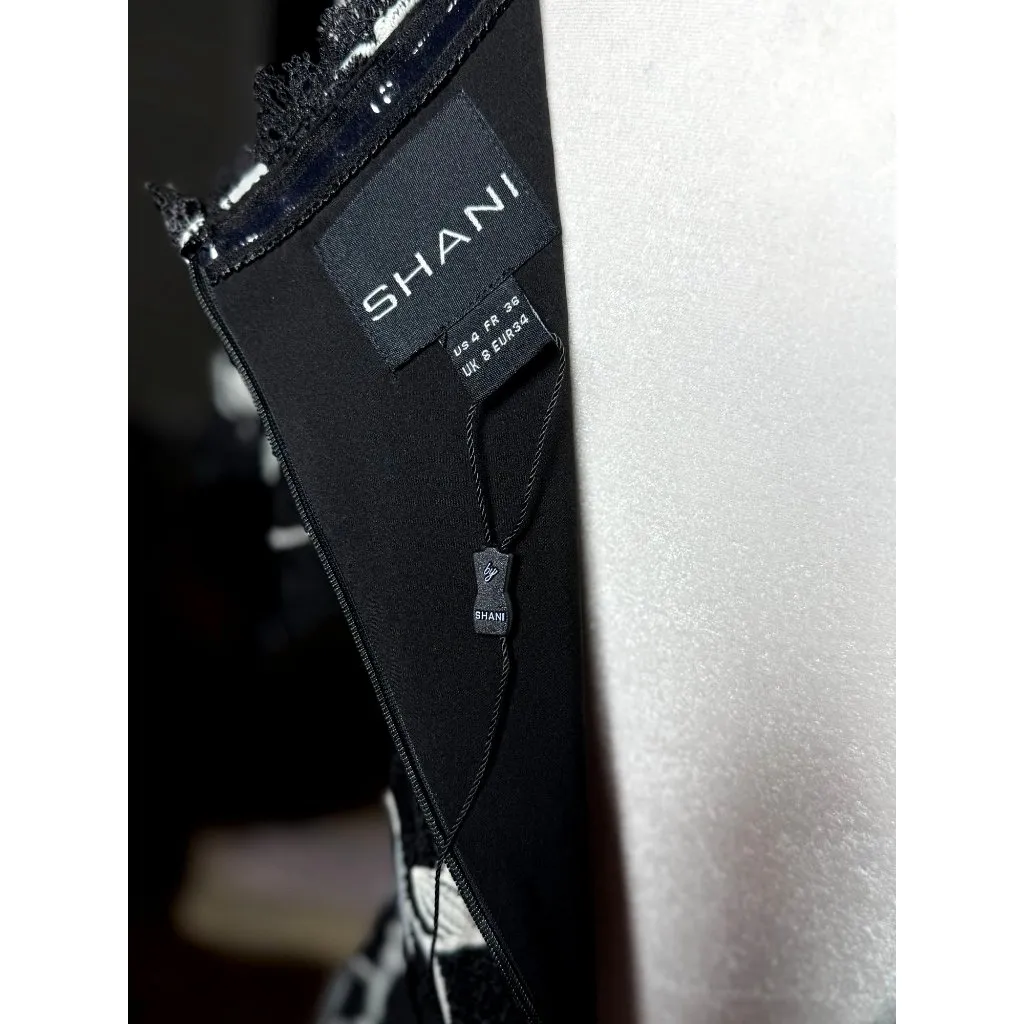 NEW SHANI Black White Lace Floral Cocktail Dress M Womens Elegant Party Wedding Size 4 - Image 8