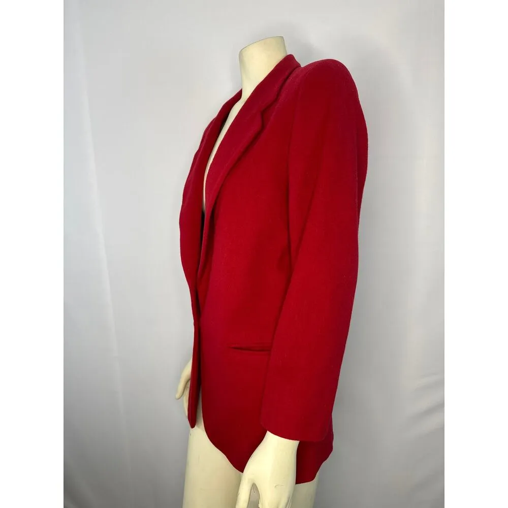 VTG L.L. Bean Blazer Red Wool/ cashmere USA Made One Button Boxy Academia size 6 - Image 7