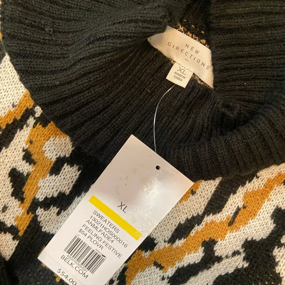NWT New Directions Size XXL Black Leopard Print Mock Neck Tunic Sweater Oversize - Image 13