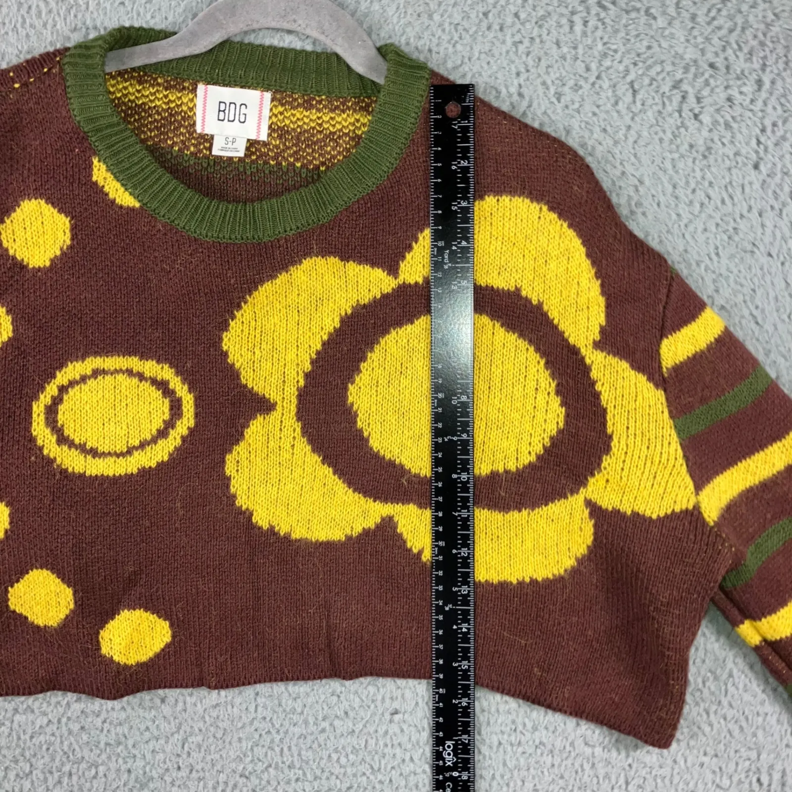 BDG Urban Outfitters Oversized Sweater Women Small Cropped Abstract Floral Daisy - Image 5