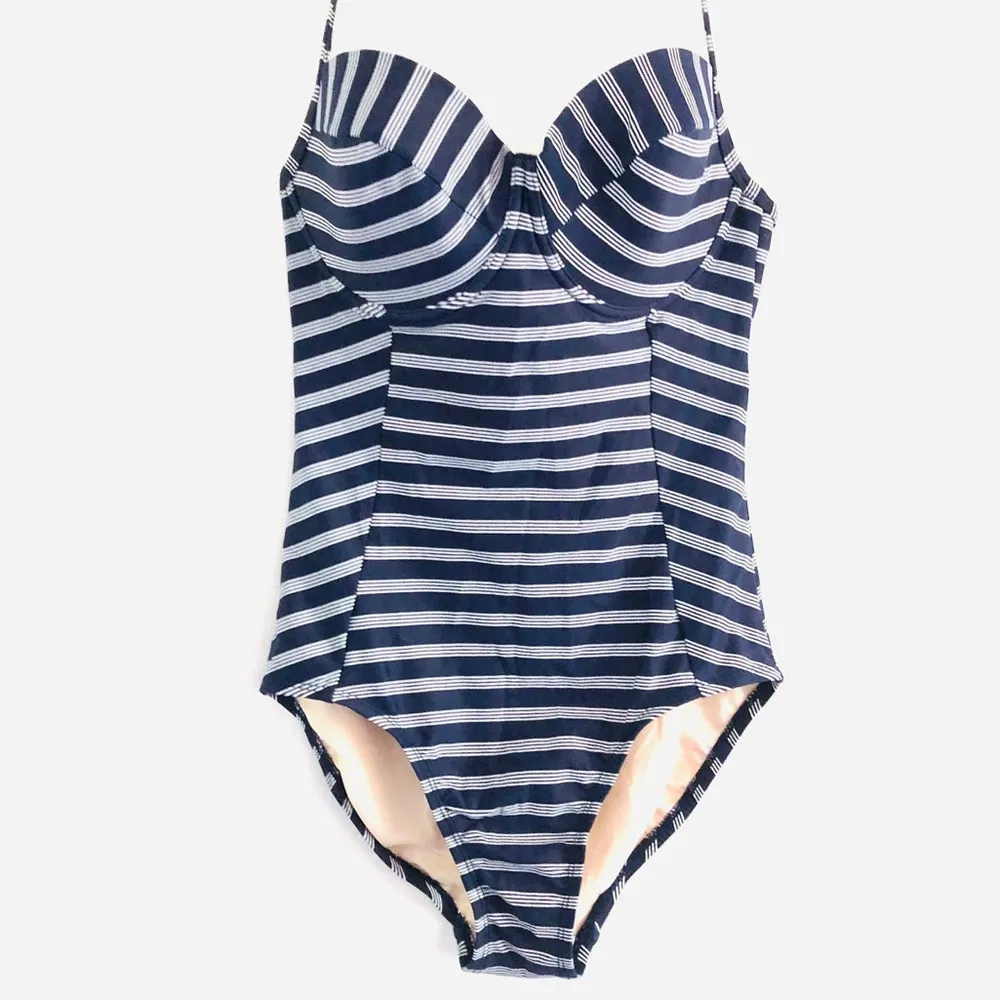 Merona Swimsuit S One Piece Stripe Vintage Inspired Retro Pinup Girl Vacation - Image 3