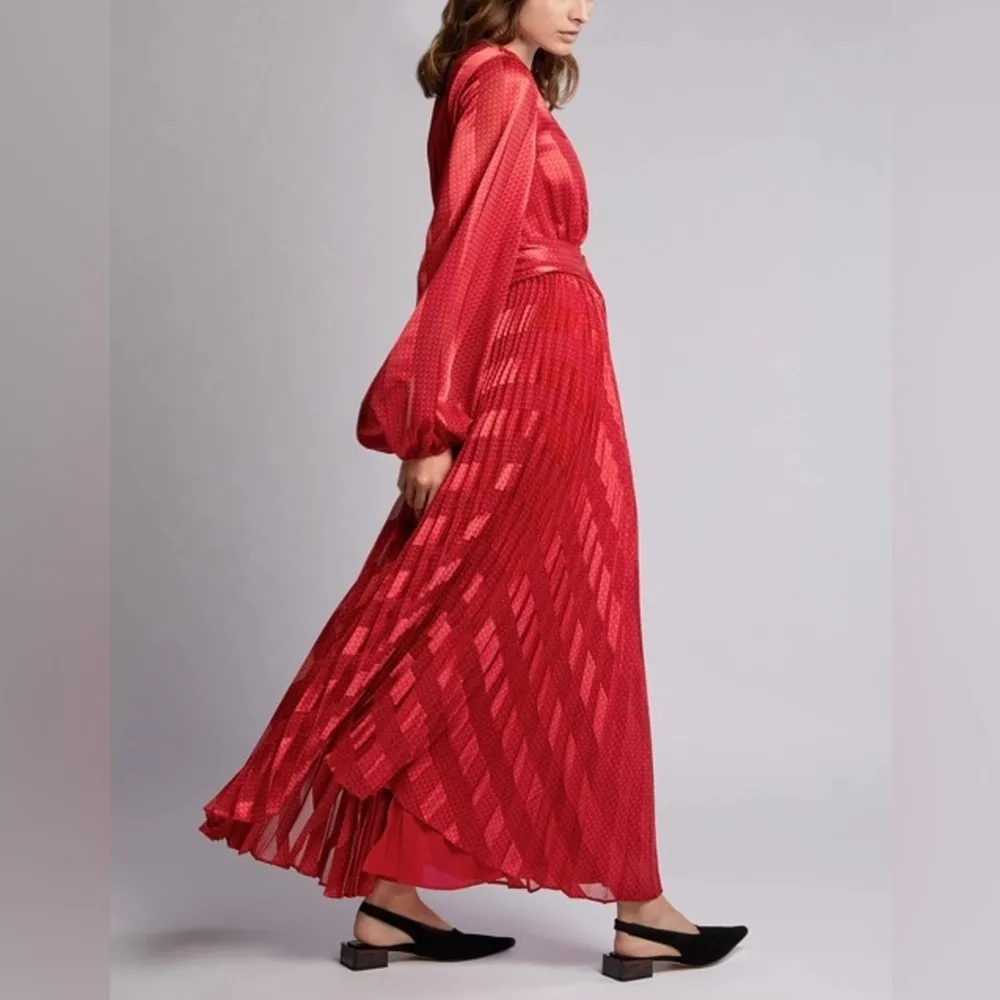 Alexis Salomo V-neck Geo Striped Pleated Maxi Dress - Image 2