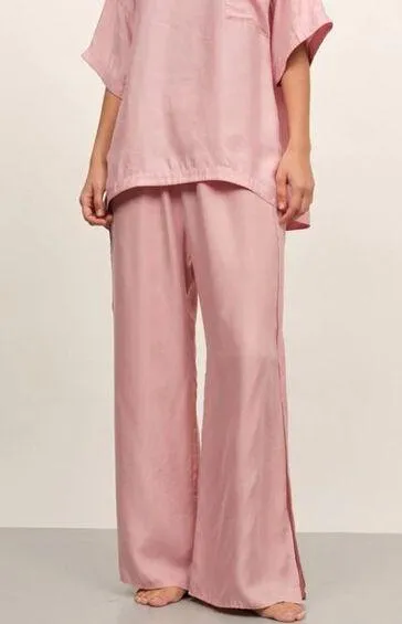 Berlook Cupro Side Split Pajama Satin Pants Pink (Small) loungewear swim coverup - Image 1