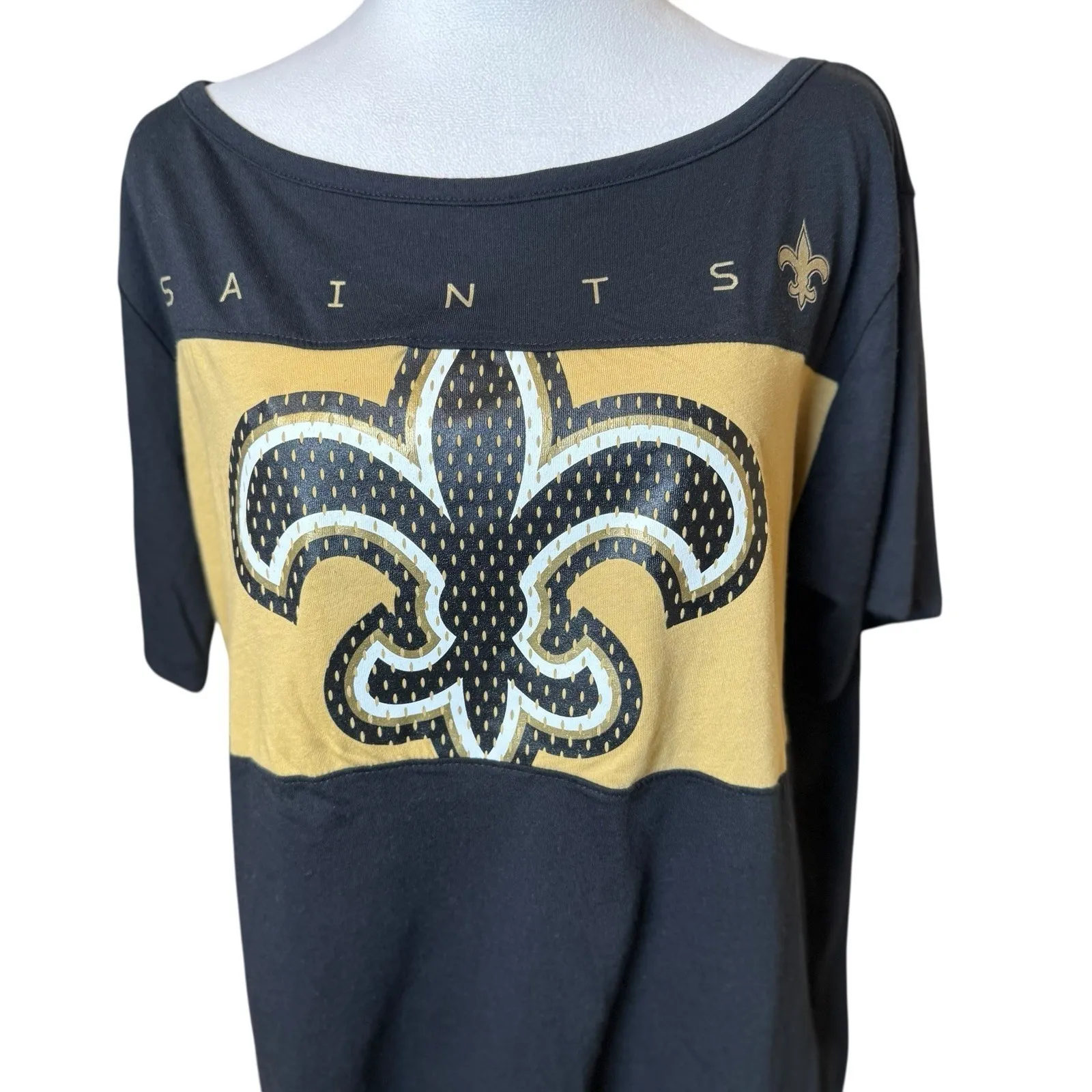 NFL Womens Black Gold New Orleans Saints T-Shirt Large Football Fan Gear - Image 2
