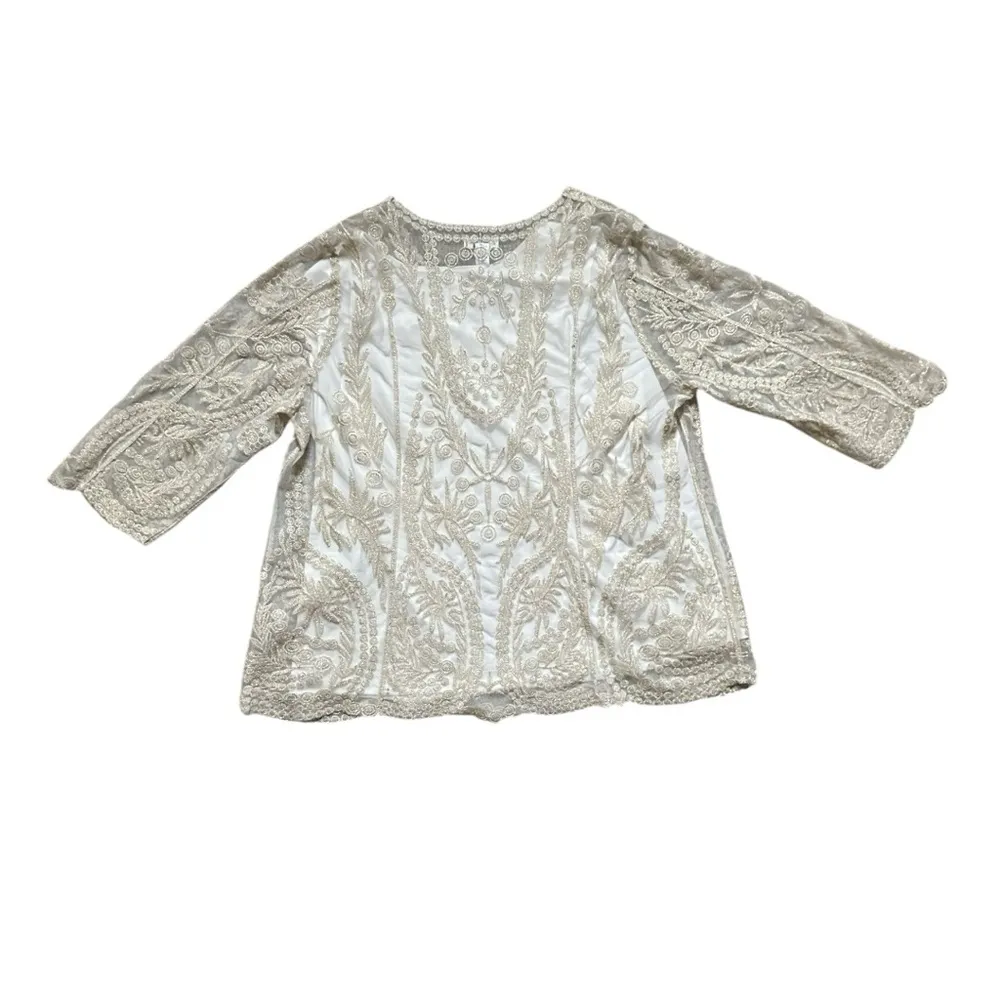 Cato Boho Lace tunic Top Size 18/20 Cream - Image 2