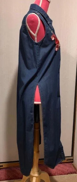 Sleeveless denim blue button up tunic Size S - Image 4