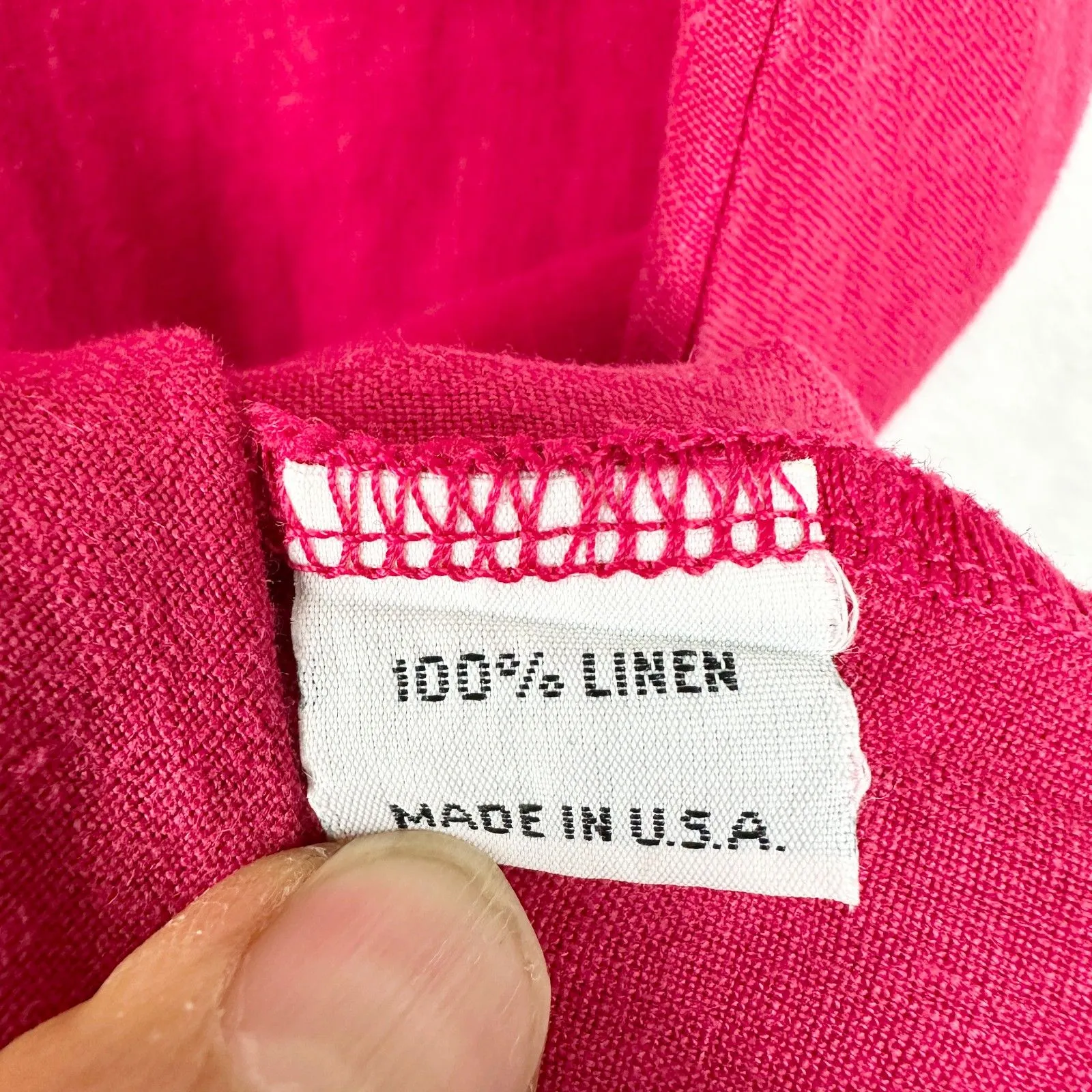 Bryn Walker Linen Bubble Midi Dress Size Small Fuschia Pink Cap Sleeve Cocoon - Image 4