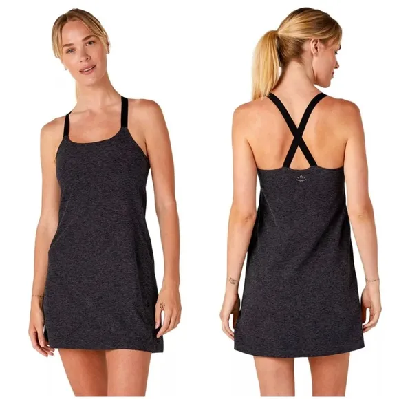 Beyond Yoga Spacedye Move It Charcoal Grey Dress w/Shorts XS - Image 2