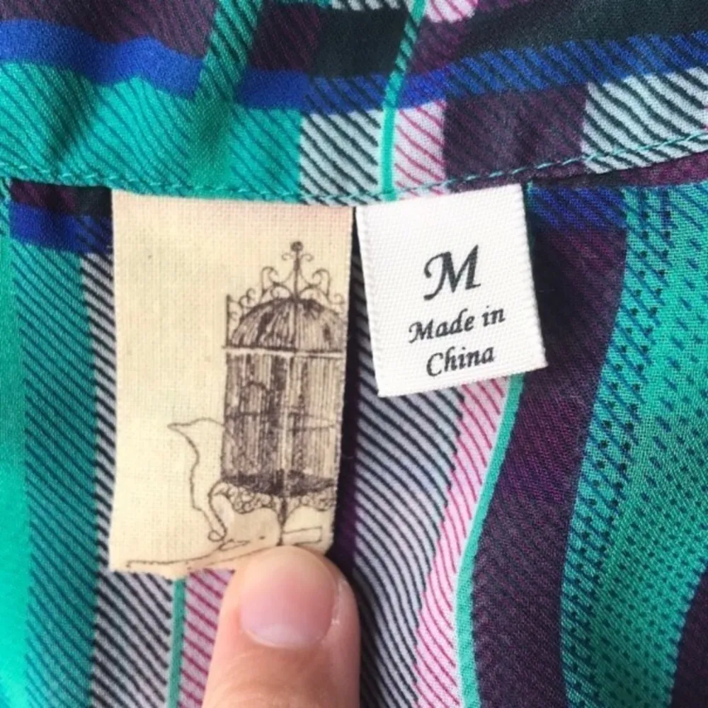 Francesca’s Collection Bird Cage Plaid Button Up Tunic - Image 5