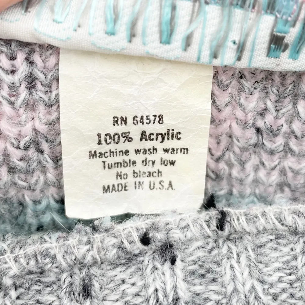 Vintage 80s 90s Croquet Club Women's Soft Pastel Grey Acrylic Knit Sweater Ski Gray Size undefined - Image 6