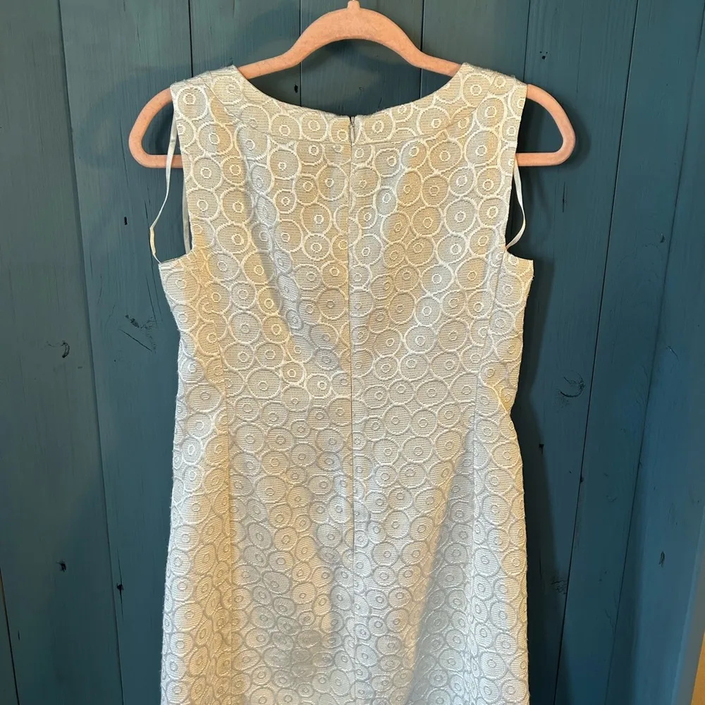 Nine West Elegant White/Gold Thread Circles Pattern Dress | Size 4P - Image 3