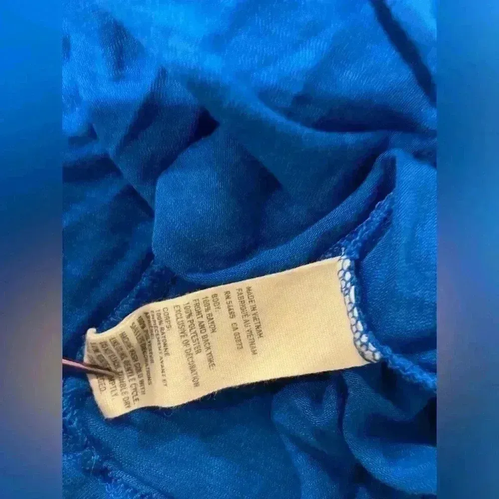 American Eagle Cobalt Blue Flows Silver Embroidered Button Tank Top Size Small - Image 10