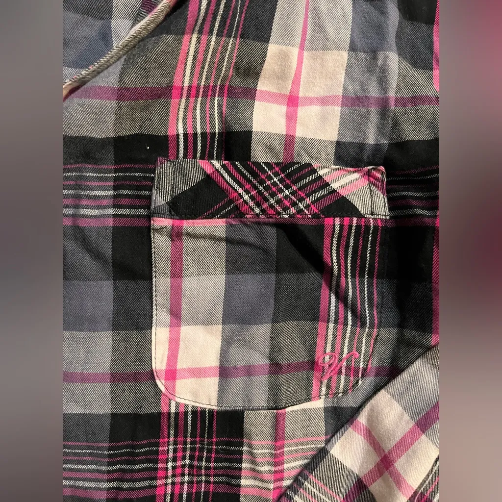 Sleepwear‎ Victoria's Secret Black and Pink Plaid Shirt - Image 5