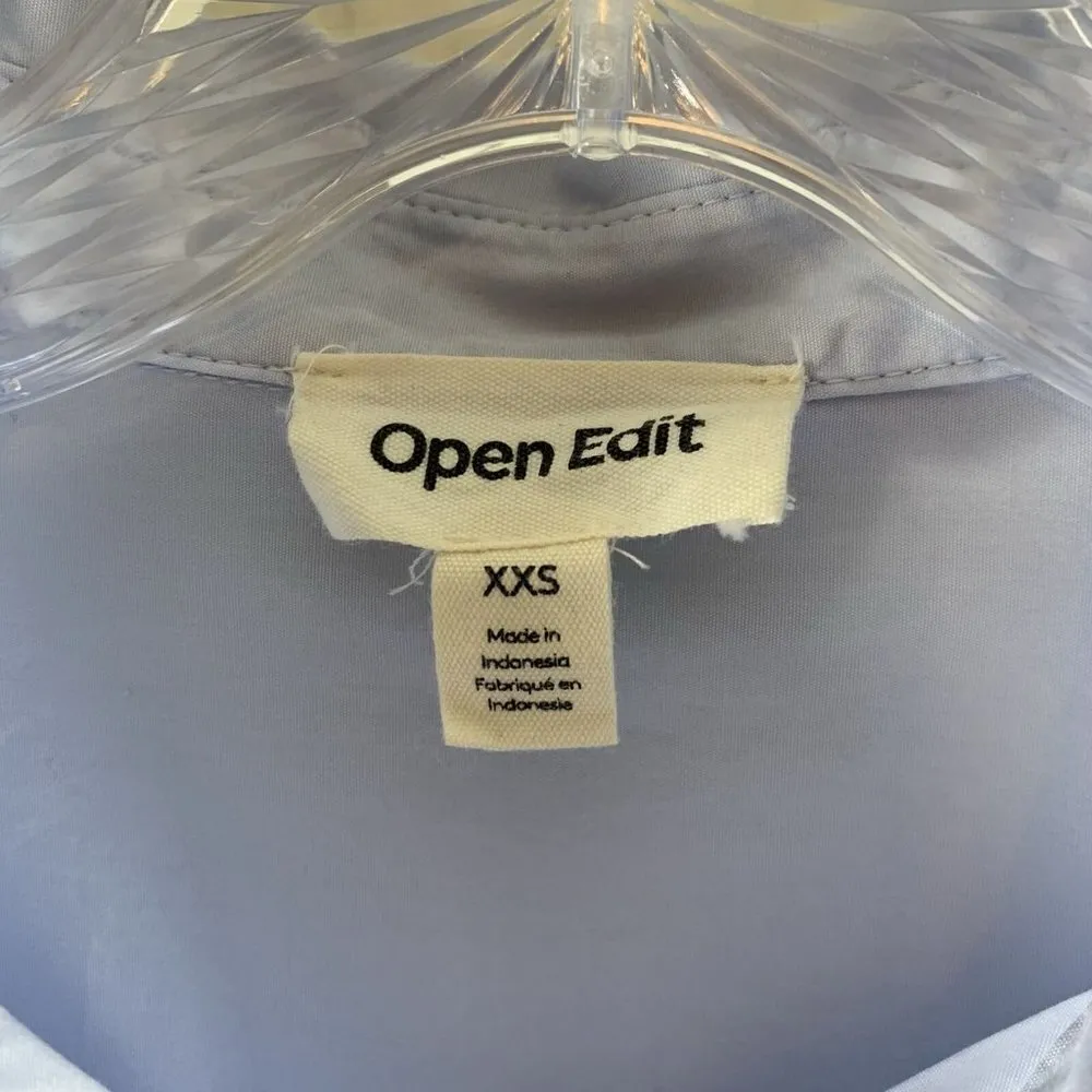 OPEN EDIT Light Blue Organic Cotton Long Sleeve Shirt Tunic Size XXS Top - Image 3