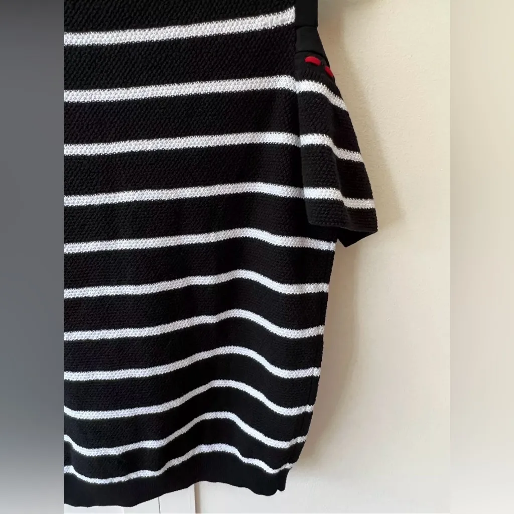 Lauren Ralph Lauren Rare Black & White Striped Cold Shoulder Sweater Size Medium - Image 12