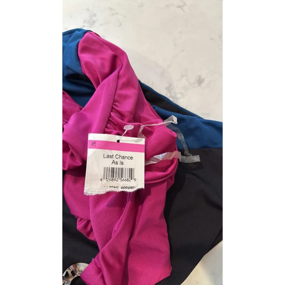 The Bikini Lab cutout color block one piece swimsuit pink blue black size M - Image 9