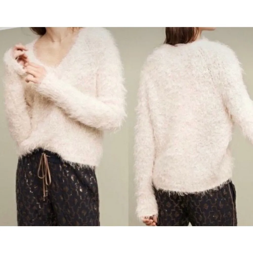 Anthropologie Knitted & Knotted Boho Wool Blend Fuzzy Sweater XS - Image 2