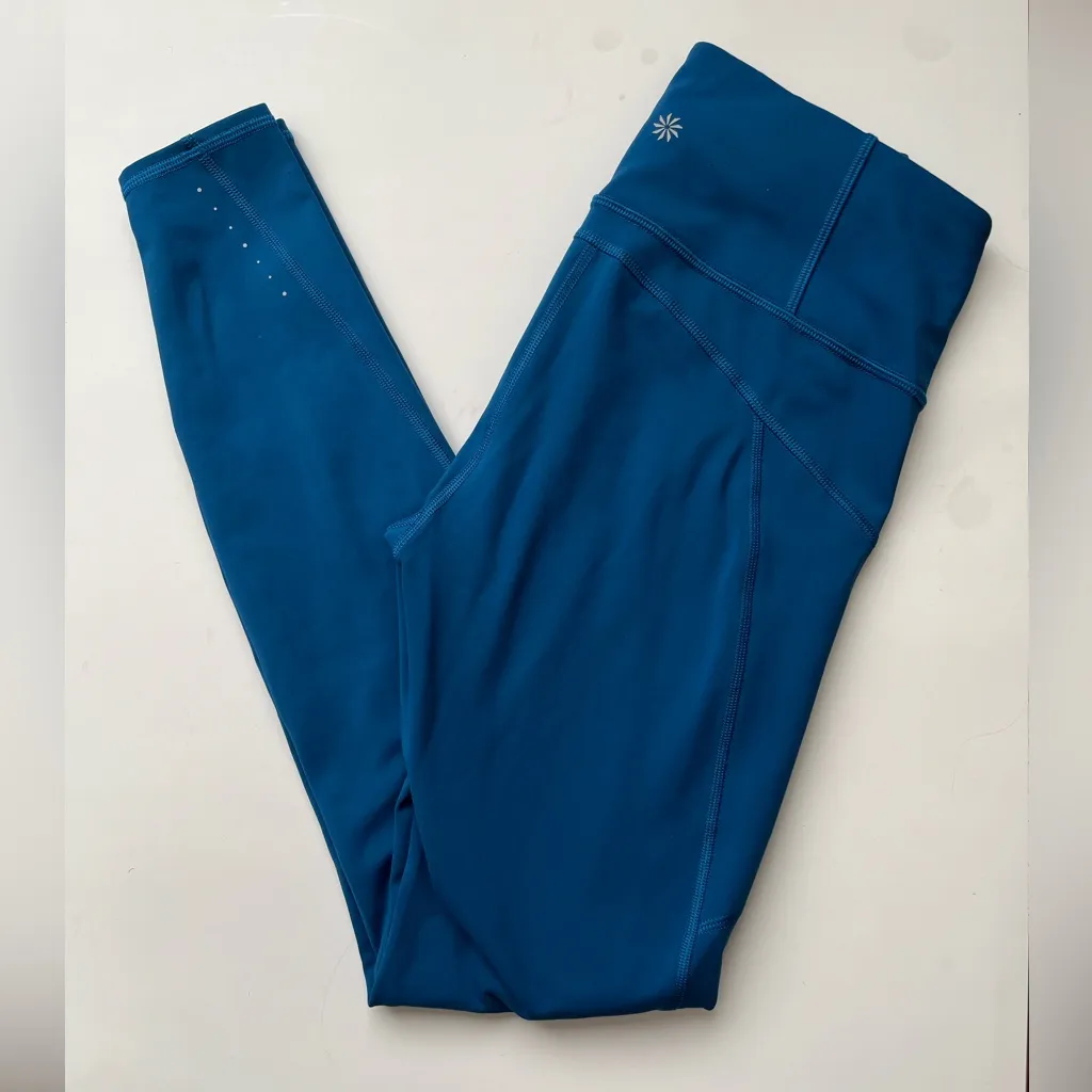 Athleta rainier cold weather leggings teal reflective small tall - Image 4