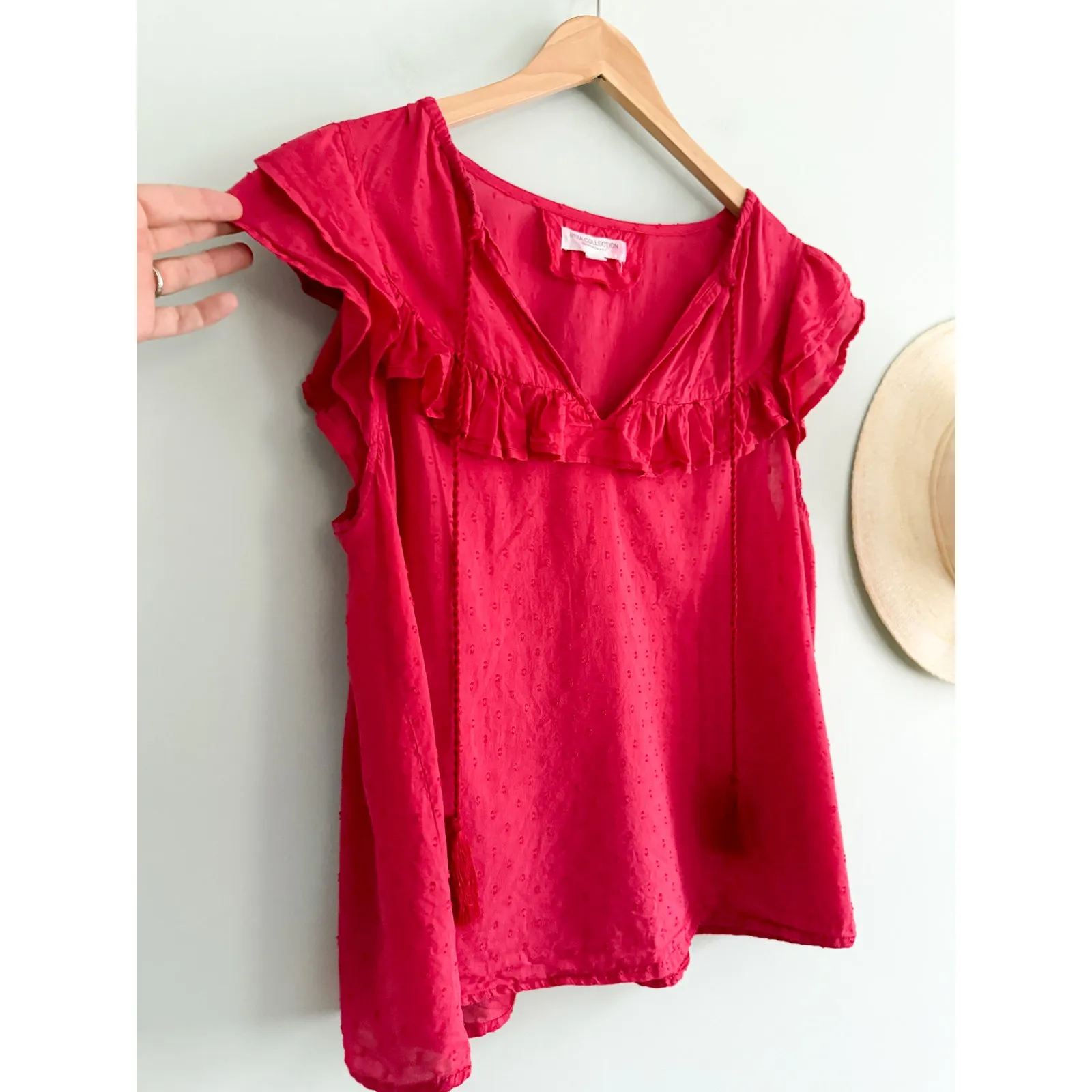 Emerson Fry | India Collection | Antoinette Top | Red Swiss Dots | Sz M Size M - Image 4