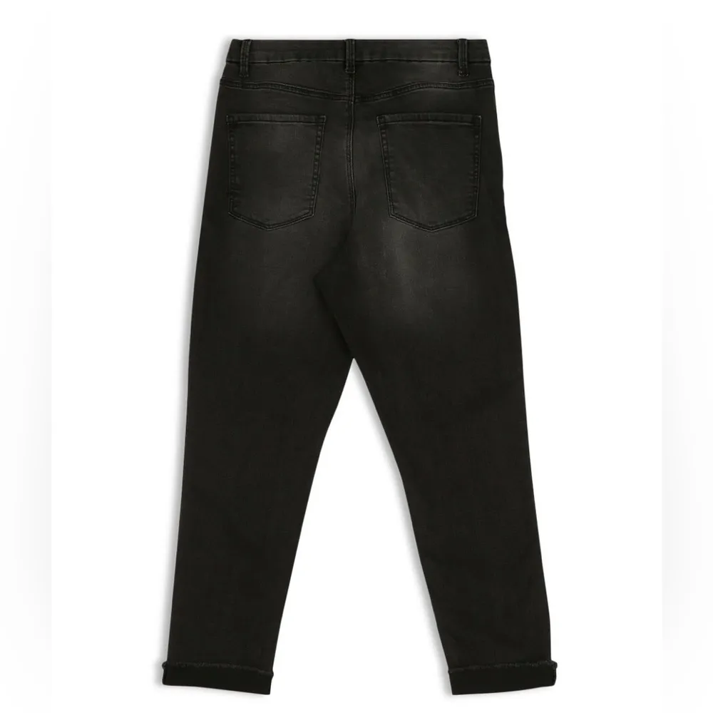 NO BOUNDARIES Womens Curvy Cropped Jeans Size 17 Juniors Black Distressed New - Image 5