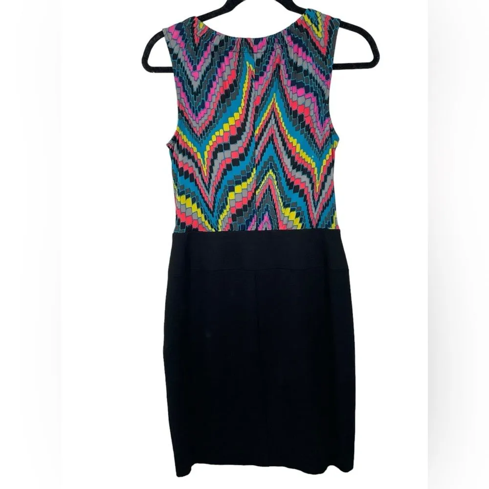 Trina Turk Ruth Later Gator Ruffle Dress Size 6‎ Silk Blend Mixed Media Contrast - Image 2