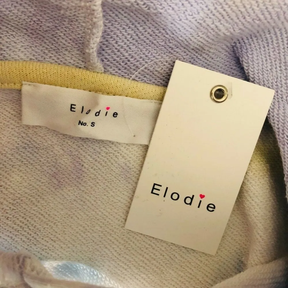 Elodie Womens Cropped Sweatshirt Hoodie Pastel Tie Dye Drawstring Size S - Image 3