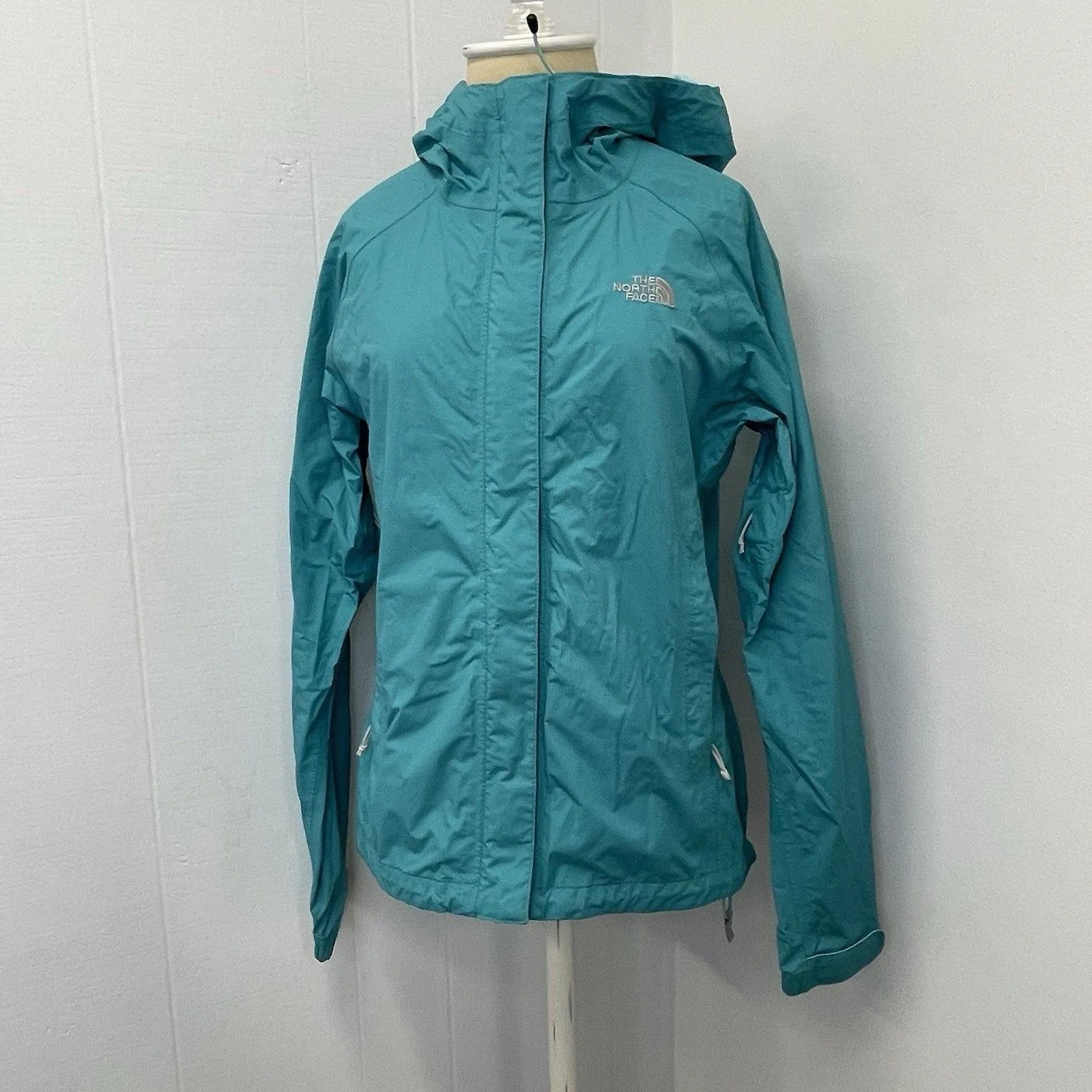 North Face Size XS Aqua Turquoise Waterproof Hooded Lightweight Rain Jacket - Image 2