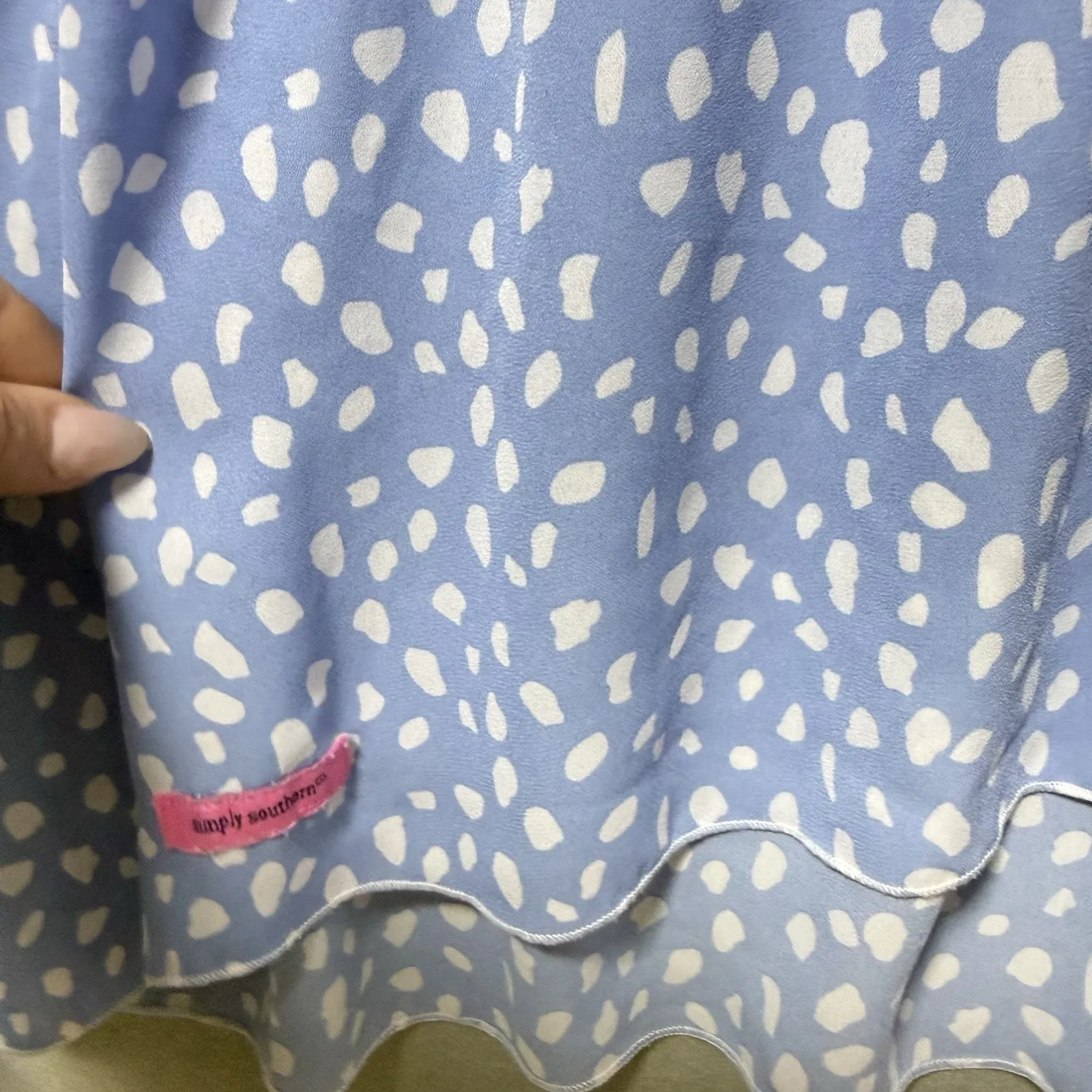 Simply Southern Blue Polka Dot V-neck Midi Dress Women’s Size L - Image 5