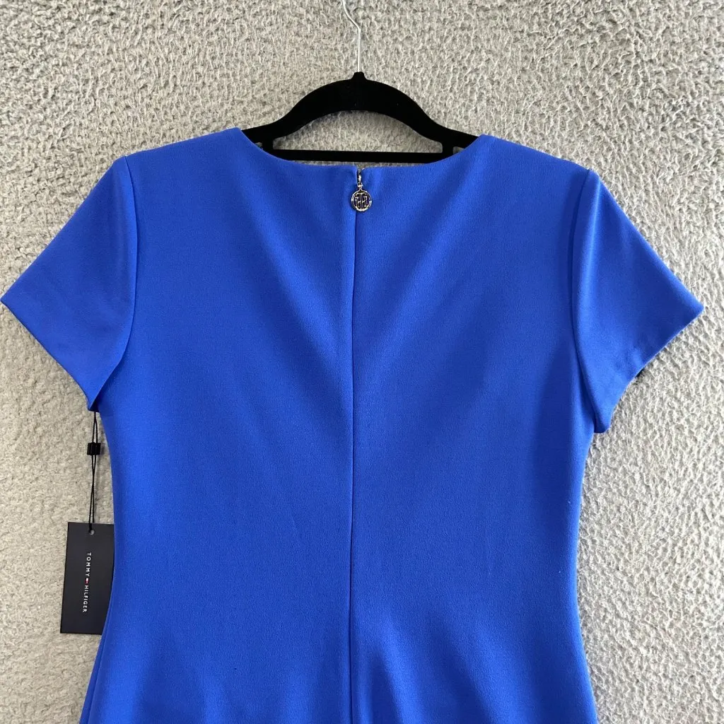 Tommy Hilfiger Dress Womens 4 Blue‎ Short Sleeve Sheath Dress Career Work - Image 5