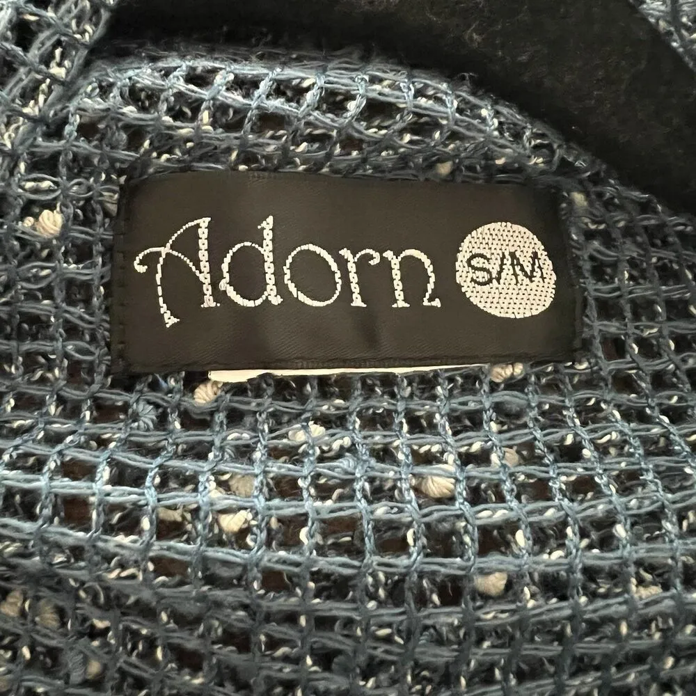 Adorn Women’s Mesh Cardigan Small Medium Swim Cover Up Teal $5 Blue - Image 3