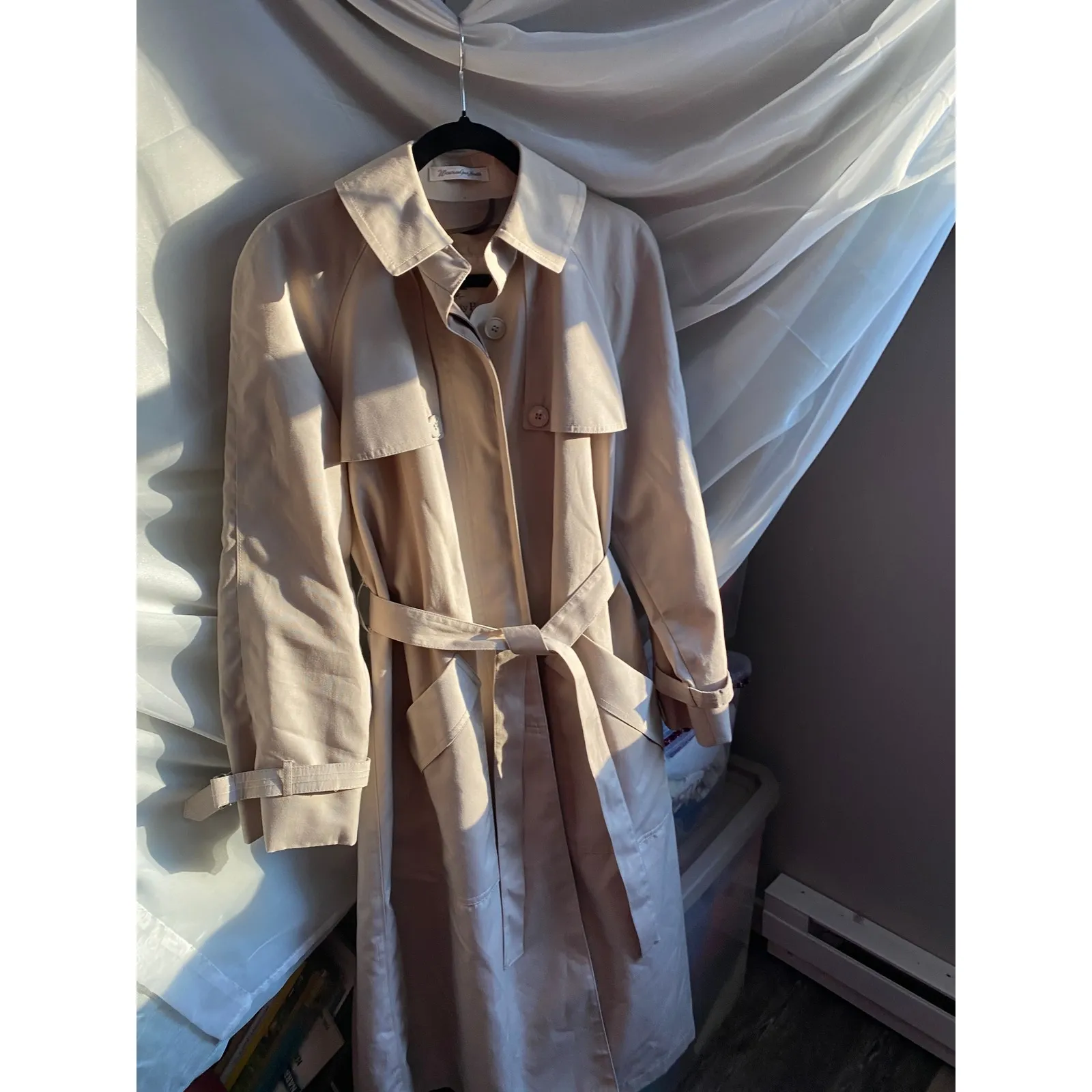 Vintage 90s Beige Trench Coat 10 Union Made Heritage Preppy Academia Longline Tan - Image 3