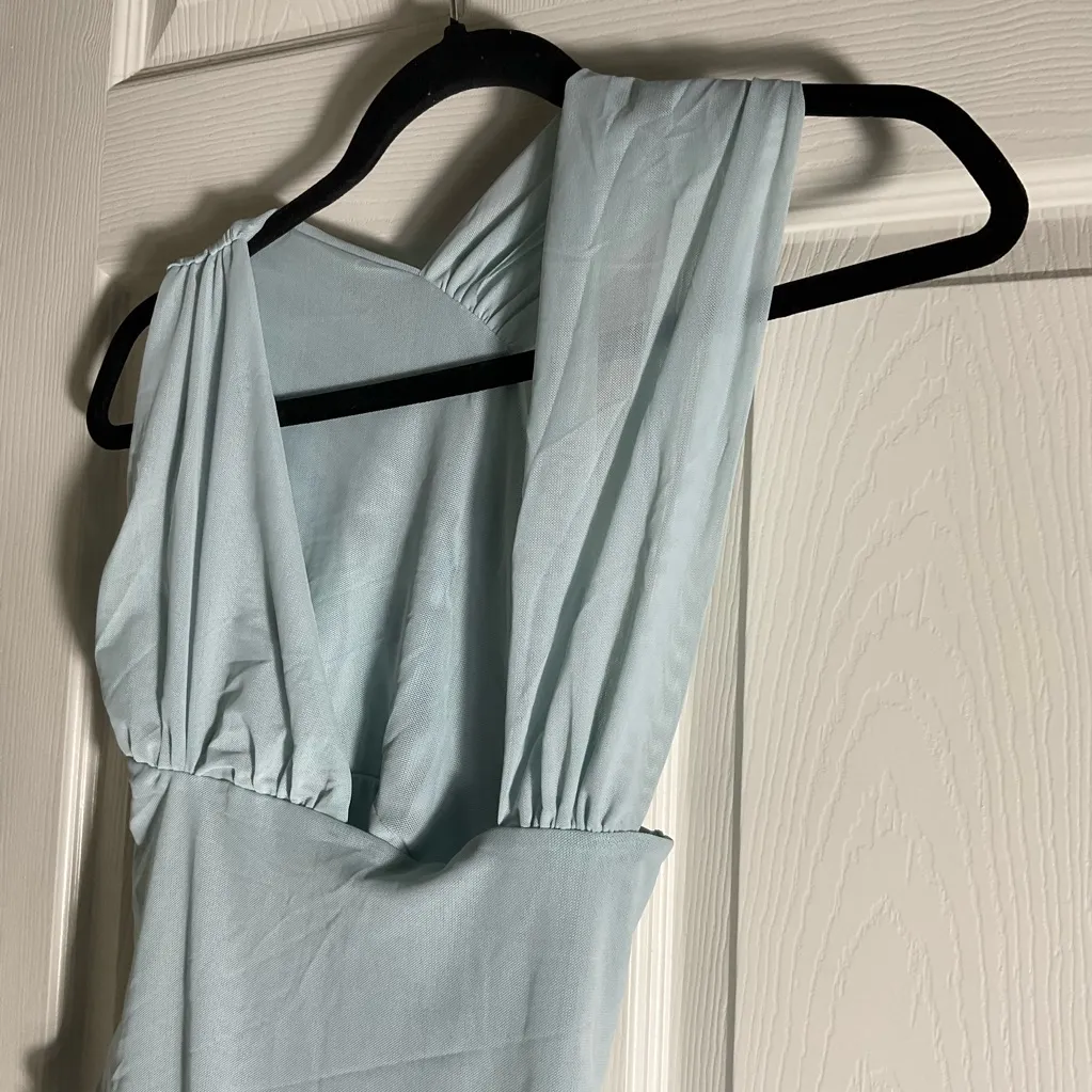 Zara Draped Asymmetrical Tulle Bodysuit in light blue Woman’s Size Medium - Image 10