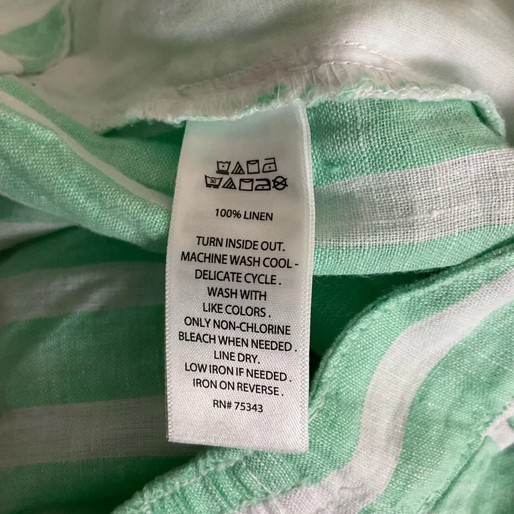 Isaac Mizrahi Linen Striped Cropped Pullon Pants - Image 3