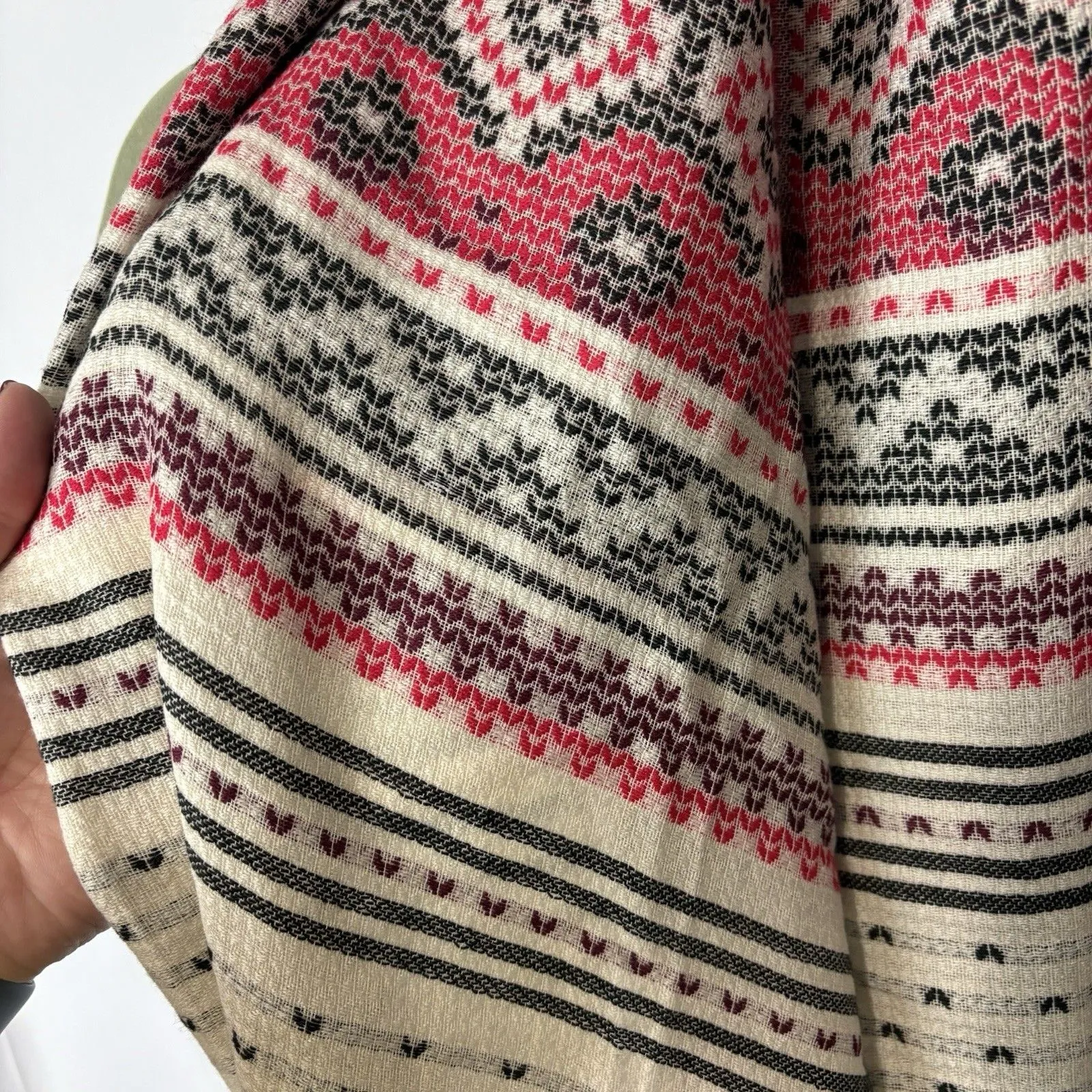 New J.Jill Cream Multi Jacquard Infinity Scarf NWT Cotton Acrylic Fair Isle Soft - Image 2